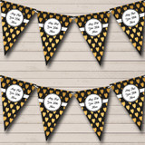 Black With Gold Hearts Personalized Wedding Venue or Reception Bunting Flag Banner