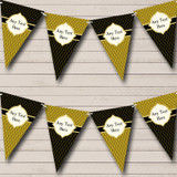 Black And Dark Gold Elegant Personalized Wedding Venue or Reception Bunting Flag Banner