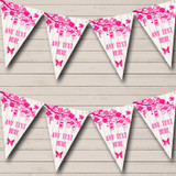 Shabby Chic Vintage Wood Hot Pink Personalized Birthday Party Bunting Flag Banner