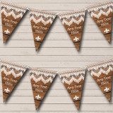 Rustic Wood & Lace Personalized Tea Party Bunting Flag Banner