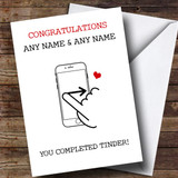 Personalized Funny Completed Tinder Engagement Card