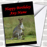 Kangaroo & Baby Personalized Birthday Card