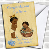Pretty Vintage Black Baby Boy You're A Big Brother Personalized Sibling Card
