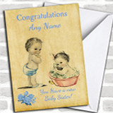 Pretty Vintage Baby Girl Sister You're A Big Brother Personalized Sibling Card