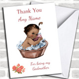 Black Baby Girl Thank You For Being My Godmother Personalized Sibling Card