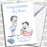 Cute Vintage Baby Girl Sister You're A Big Brother Personalized Sibling Card