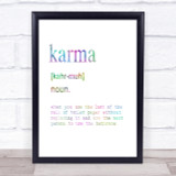 Word Definition Karma Rainbow Quote Print