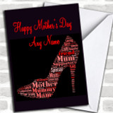 Black Red Shoe Word Art Personalized Mother's Day Card