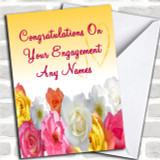 Yellow Flowers Romantic Personalized Engagement Card