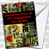 Love Graffiti Romantic Personalized Engagement Card