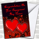 Red Diamond Heart Romantic Personalized Engagement Card