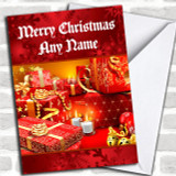 Red Wrapped Presents Personalized Christmas Card