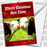 Cuddly Cows Romantic Personalized Christmas Card