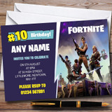 Purple Fortnite Personalized Children's Birthday Party Invitations