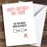 Funny Old Age Eyesight Glasses Personalized Birthday Card