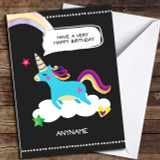 Black Unicorn Personalized Birthday Card