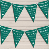 Heart Mr & Mrs Emerald Green Wedding Day Married Bunting Party Banner