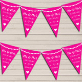 Heart Mr & Mrs Hot Bright Pink Wedding Day Married Bunting Party Banner