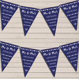 Mr & Mrs Hearts Navy Blue Wedding Anniversary Bunting Garland Party Banner