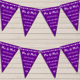 Mr & Mrs Hearts Purple Wedding Day Married Bunting Garland Party Banner