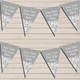 Silver Grey Burlap & Lace Wedding Day Married Bunting Garland Party Banner