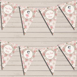 Floral Shabby Chic Vintage Baby Girl Pink Personalized Christening Bunting