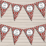 Black White Red Poppy Flowers Personalized Wedding Day Bunting