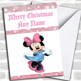 Minnie Mouse Pink Personalized Christmas Card