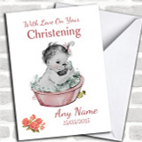 Cute Vintage Baby Girl Personalized Christening Card