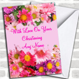 Flowers Personalized Christening Card