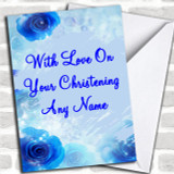 Blue Personalized Christening Card