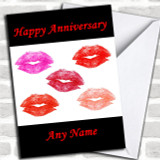 Lots Of Lipstick Kisses Personalized Anniversary Card