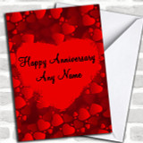 Red Love Hearts Personalized Anniversary Card