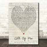 All Of Me John Legend Script Heart Song Lyric Print