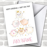 Cute Pigs Xmas Tree Cute Personalized Christmas Card