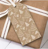 Beige Trees Christmas Gift Tags