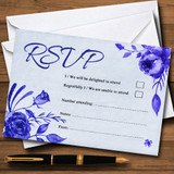 Pale Blue & White Watercolour Floral Personalized RSVP Cards