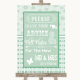 Winter Green Guestbook Advice & Wishes Mr & Mrs Personalized Wedding Sign