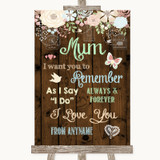 Rustic Floral Wood I Love You Message For Mum Personalized Wedding Sign