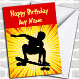 Red And Yellow Skateboarding Personalized Birthday Card