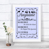 Lilac Important Special Dates Personalized Wedding Sign