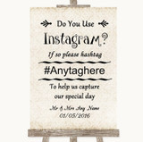 Shabby Chic Ivory Instagram Photo Sharing Personalized Wedding Sign