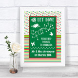 Red & Green Winter Let Love Sparkle Sparkler Send Off Personalized Wedding Sign