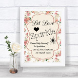 Vintage Roses Let Love Sparkle Sparkler Send Off Personalized Wedding Sign