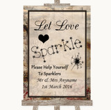 Vintage Let Love Sparkle Sparkler Send Off Personalized Wedding Sign