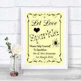 Yellow Let Love Sparkle Sparkler Send Off Personalized Wedding Sign