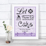 Lilac Shabby Chic Let Them Eat Cake Personalized Wedding Sign