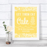 Yellow Burlap & Lace Let Them Eat Cake Personalized Wedding Sign