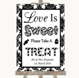 Black & White Damask Love Is Sweet Take A Treat Candy Buffet Wedding Sign