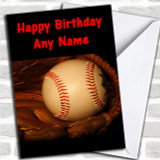 Baseball Ball & Glove Personalized Birthday Card